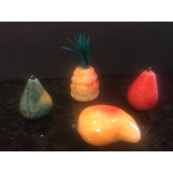 1960's Alabaster Stone Fruit Italian Carved Marble Mid Century Décor Set of 7 - Picture 9 of 10